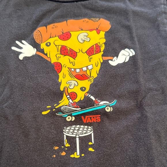 Vans Kids Black Tee with Pizza Skateboard Graphic - Picture 2 of 3